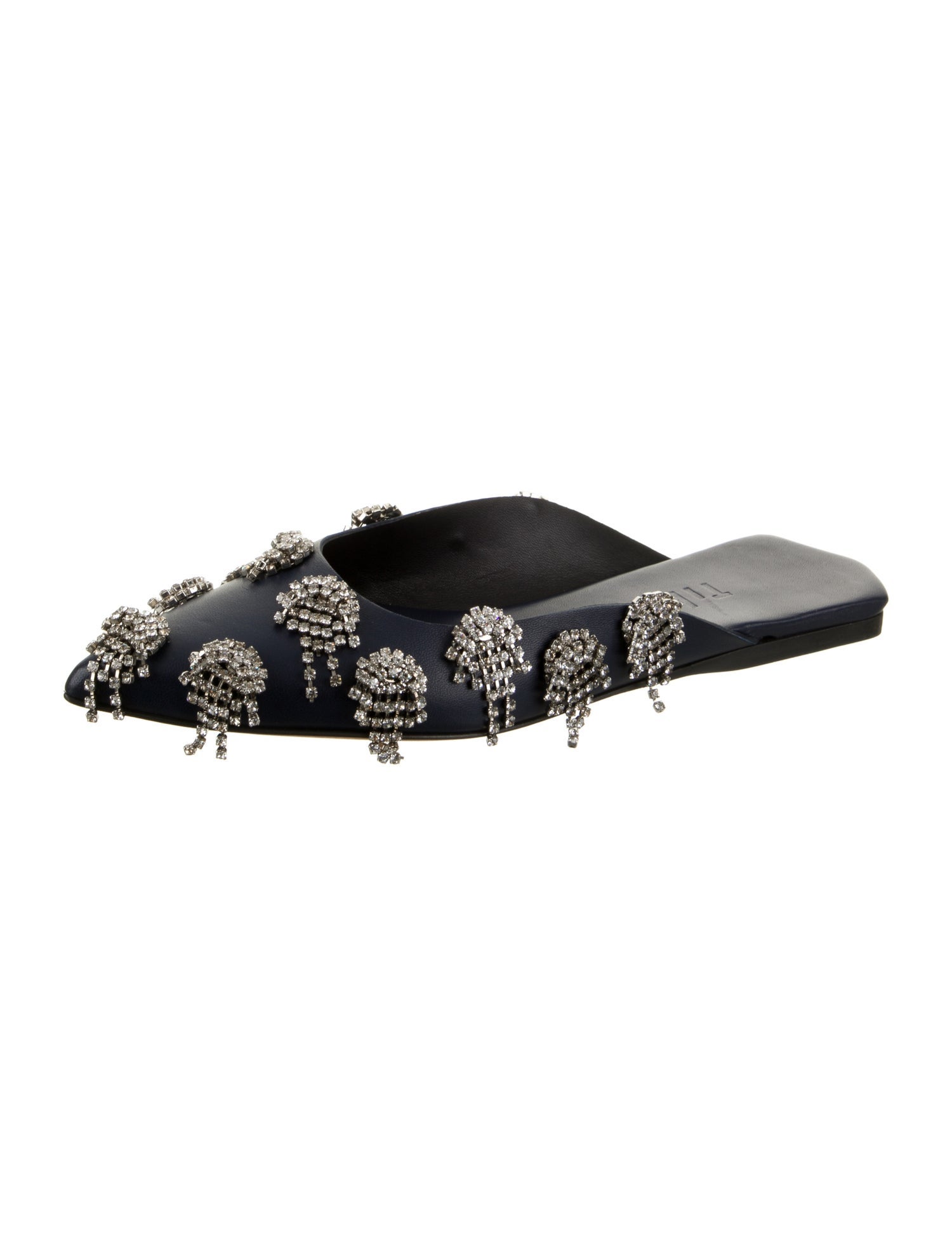 Tibi Leather Crystal Embellishments Mules
