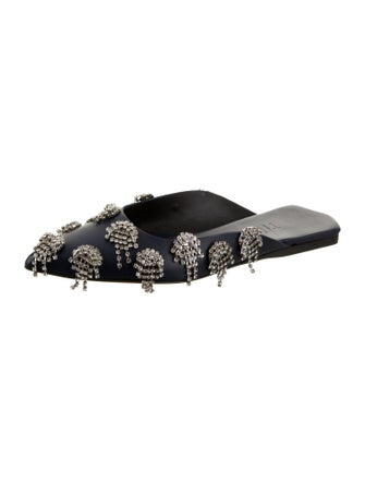 Tibi Leather Crystal Embellishments Mules