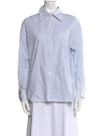 Tibi Striped Long Sleeve Button-Up Top