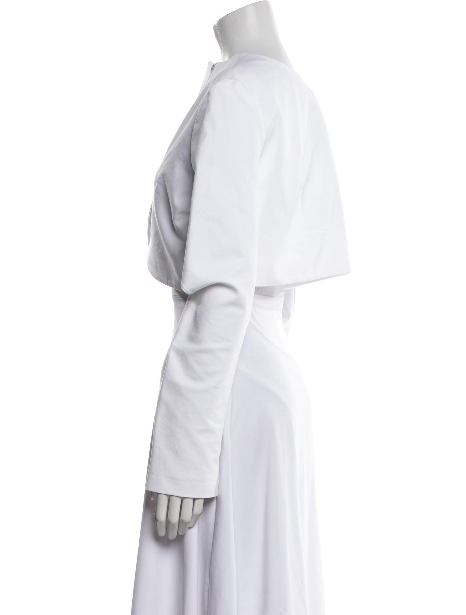 Tibi Crew Neck Long Sleeve Crop Top