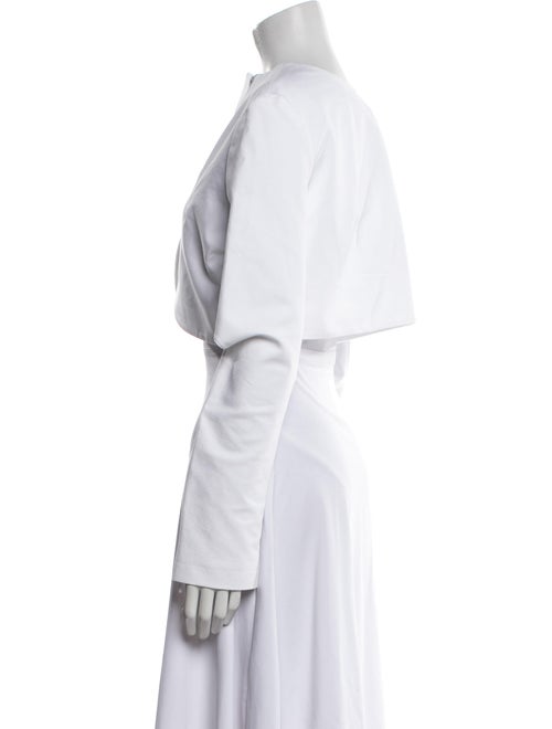 Tibi Crew Neck Long Sleeve Crop Top