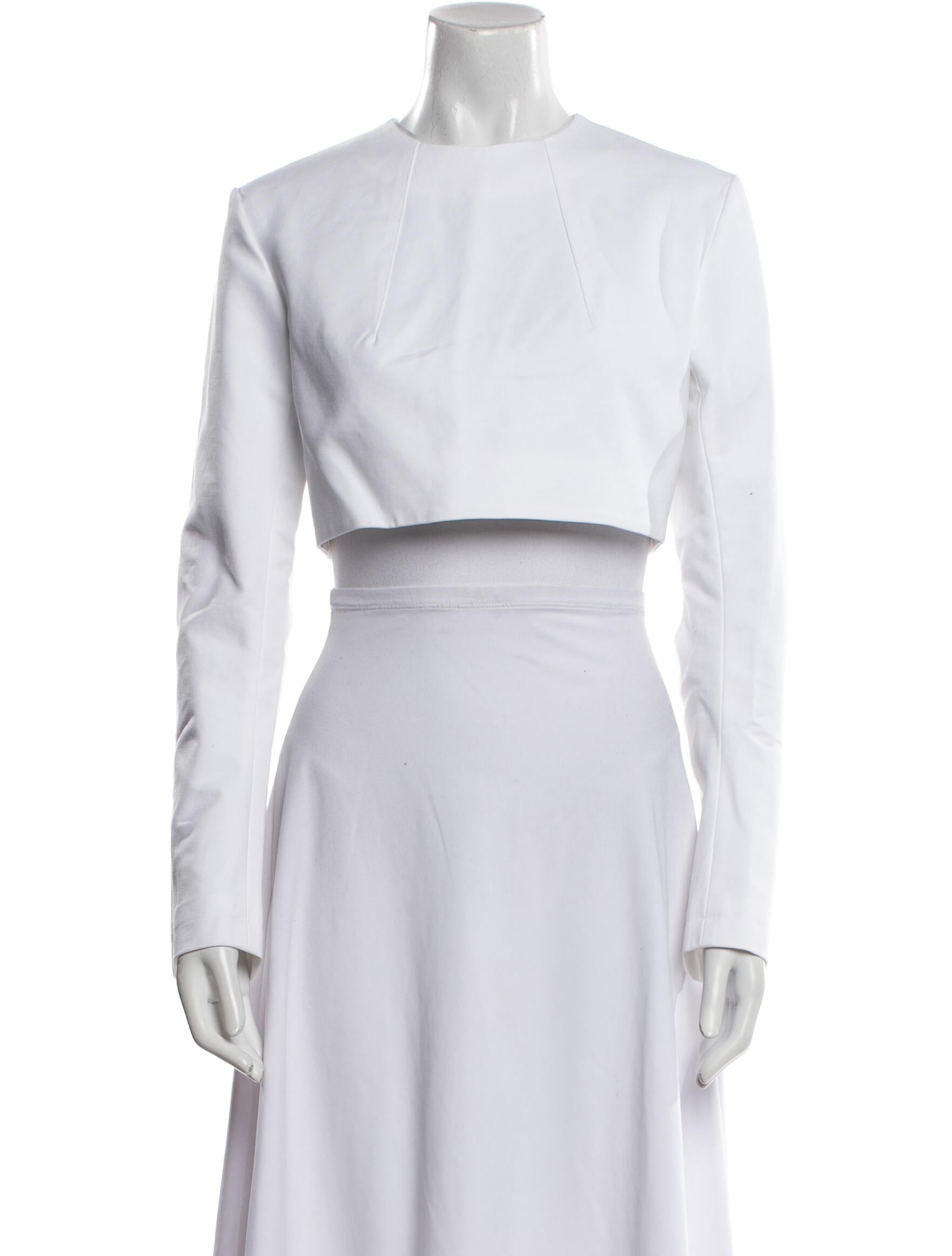 Tibi Crew Neck Long Sleeve Crop Top w/ Tags