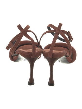 Tibi Suede Leather Trim Embellishment Sandals