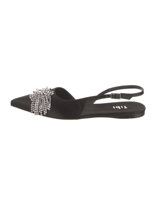 Tibi Satin Crystal Embellishments Slingback Flats