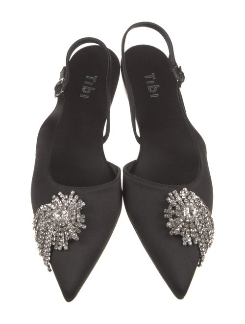 Tibi Satin Crystal Embellishments Slingback Flats