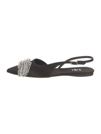 Tibi Satin Crystal Embellishments Slingback Flats