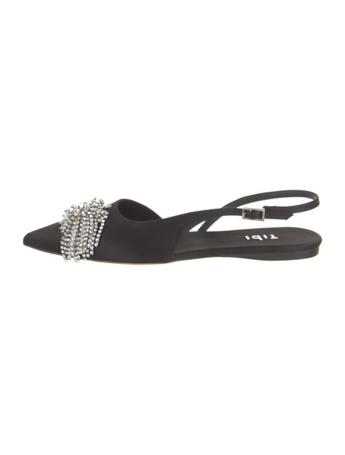Tibi Satin Crystal Embellishments Slingback Flats
