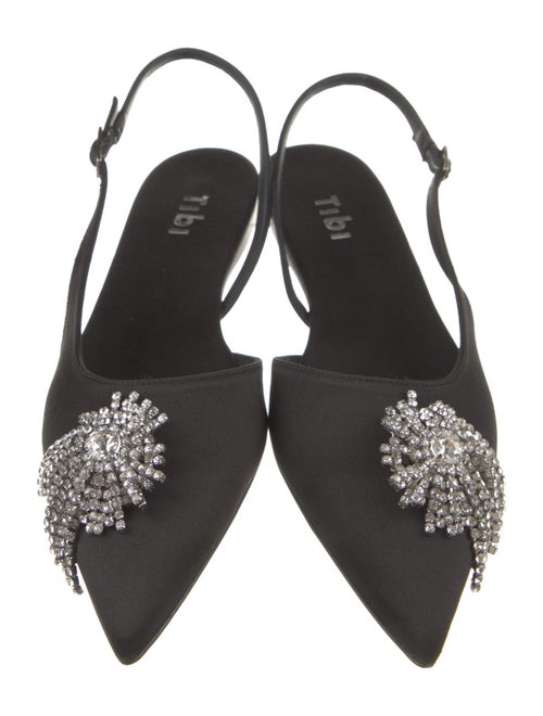 Tibi Satin Crystal Embellishments Slingback Flats