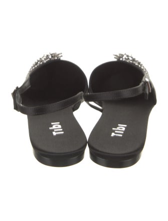 Tibi Satin Crystal Embellishments Slingback Flats
