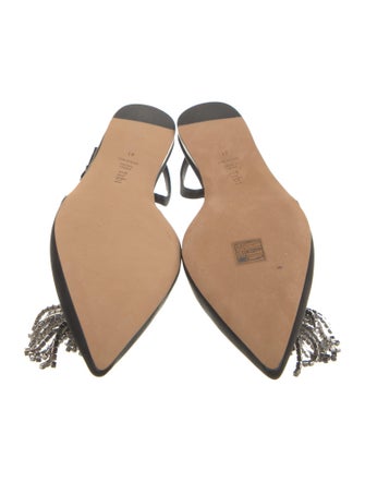 Tibi Satin Crystal Embellishments Slingback Flats