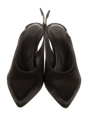 Tibi Satin Leather Trim Embellishment Slingback Pumps