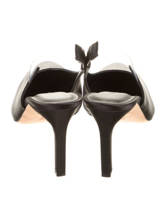 Tibi Satin Leather Trim Embellishment Slingback Pumps