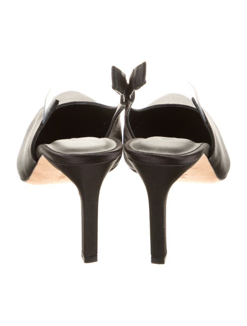 Tibi Satin Leather Trim Embellishment Slingback Pumps