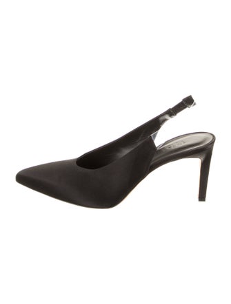 Tibi Satin Leather Trim Embellishment Slingback Pumps