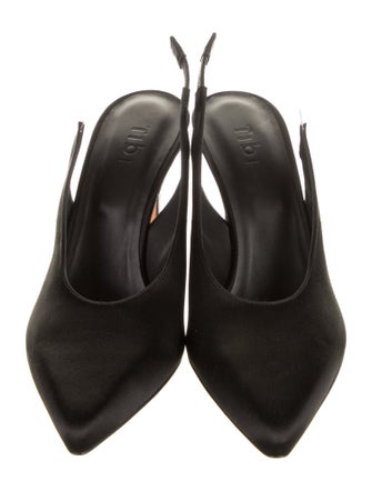 Tibi Satin Leather Trim Embellishment Slingback Pumps