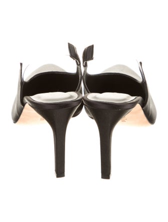 Tibi Satin Leather Trim Embellishment Slingback Pumps