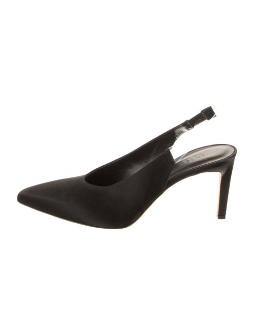 Tibi Satin Leather Trim Embellishment Slingback Pumps
