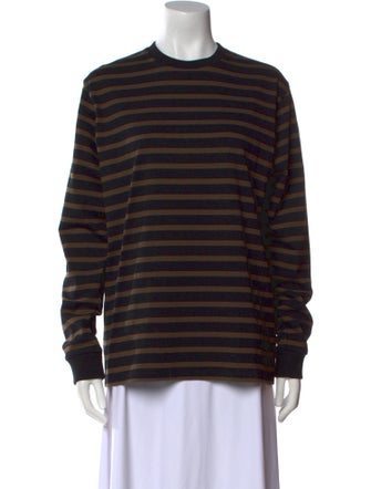 Tibi Striped Crew Neck Sweatshirt