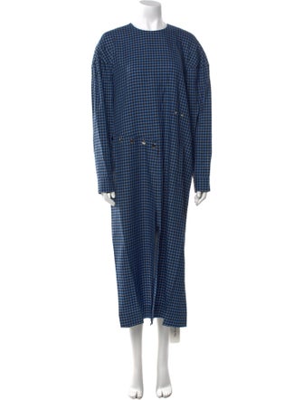 Tibi Plaid Print Long Dress