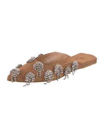 Tibi Suede Crystal Embellishments Mules