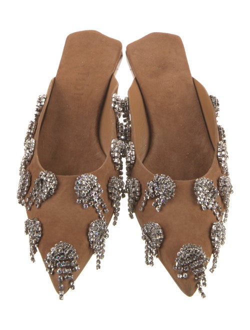 Tibi Suede Crystal Embellishments Mules
