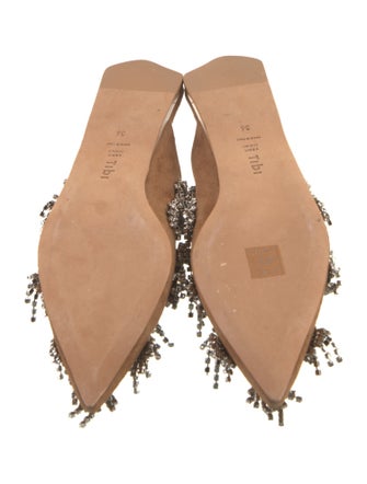 Tibi Suede Crystal Embellishments Mules