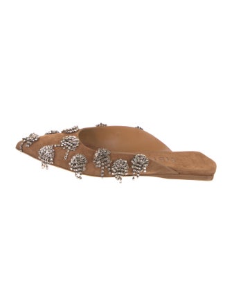 Tibi Suede Crystal Embellishments Mules