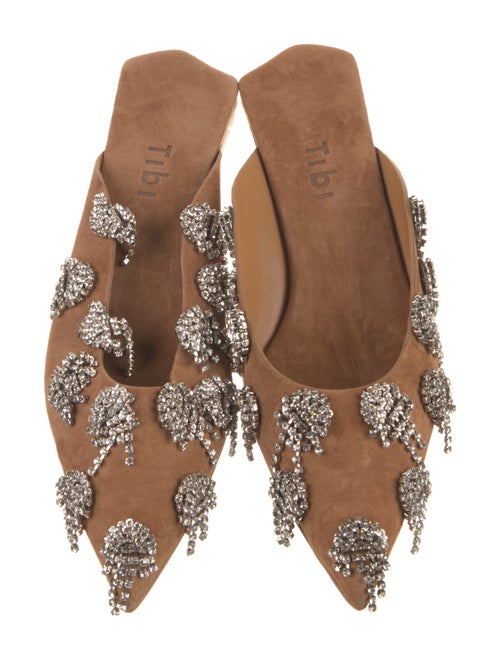 Tibi Suede Crystal Embellishments Mules