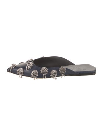 Tibi Leather Crystal Embellishments Mules