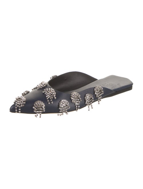Tibi Leather Crystal Embellishments Mules