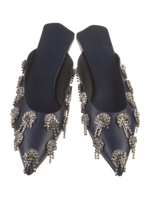 Tibi Leather Crystal Embellishments Mules