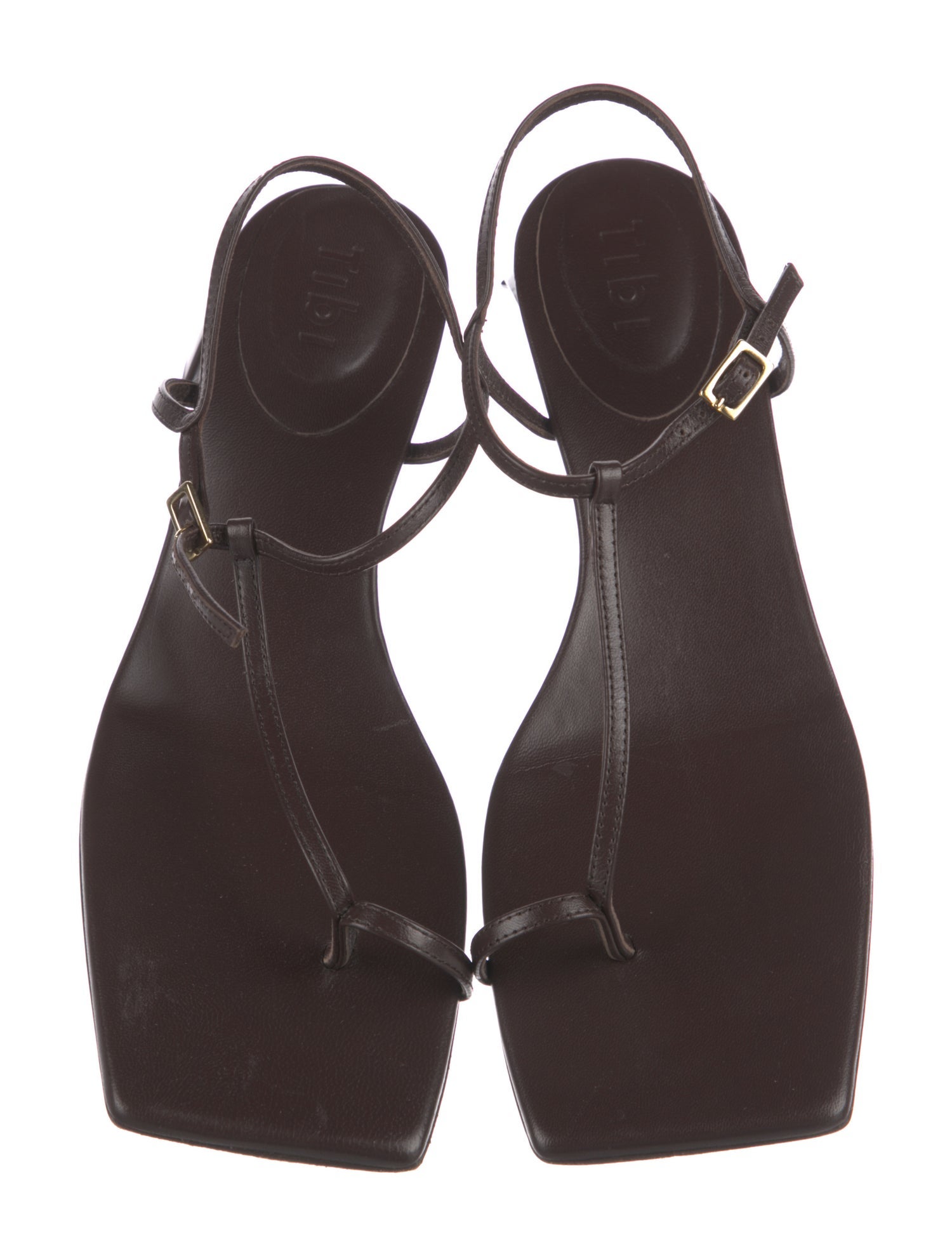 Tibi Leather T-Strap Sandals