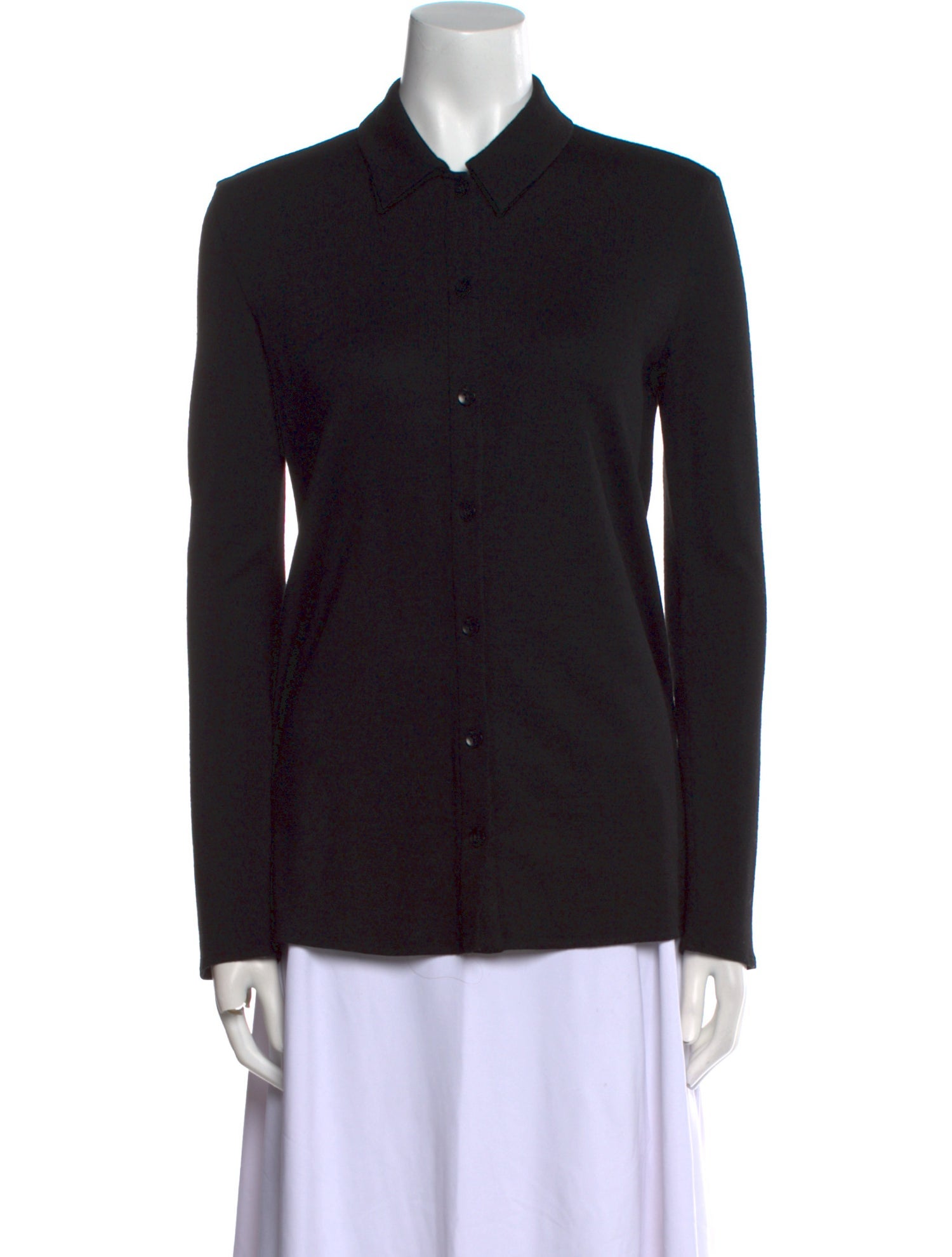 Tibi Wool Long Sleeve Button-Up Top