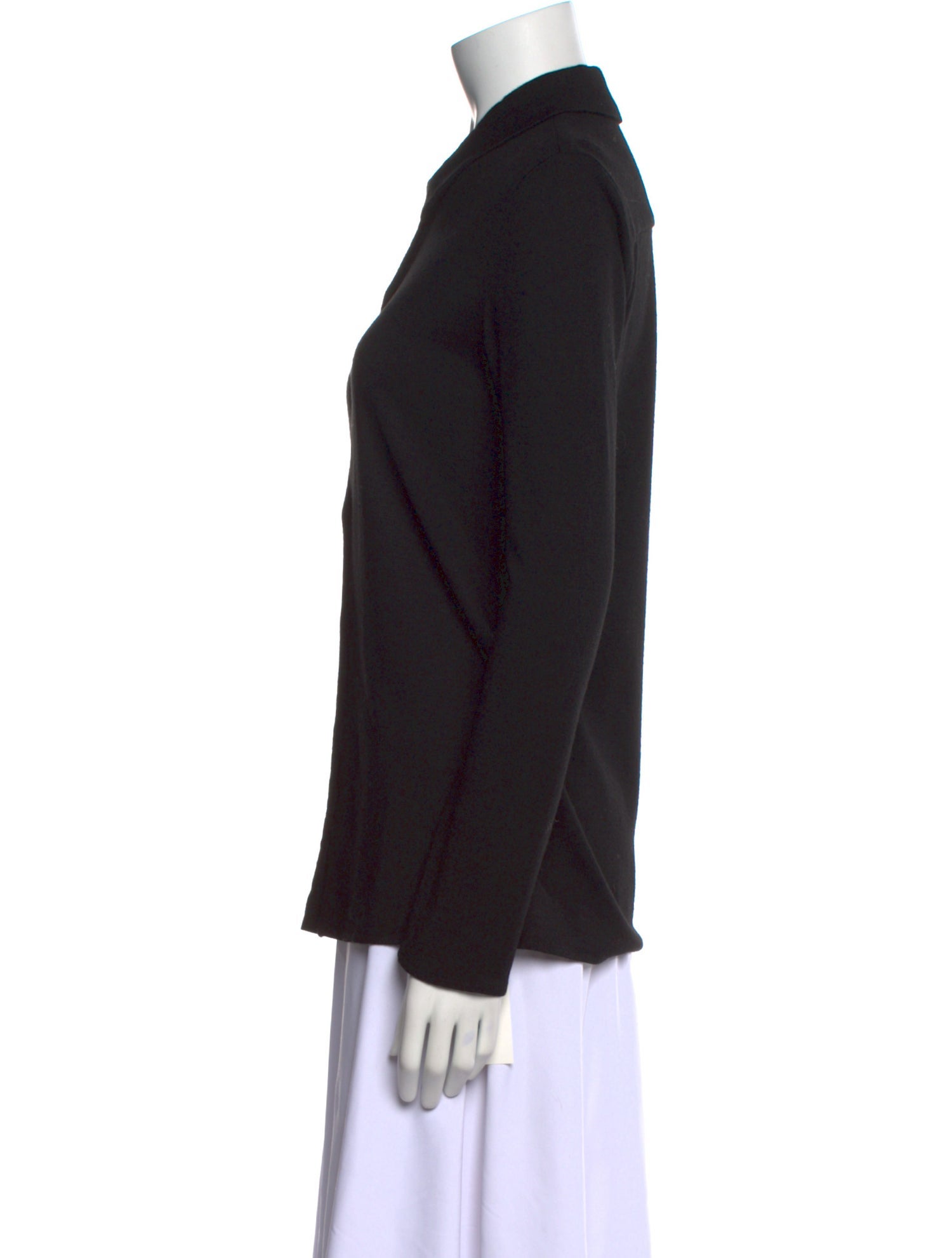 Tibi Wool Long Sleeve Button-Up Top