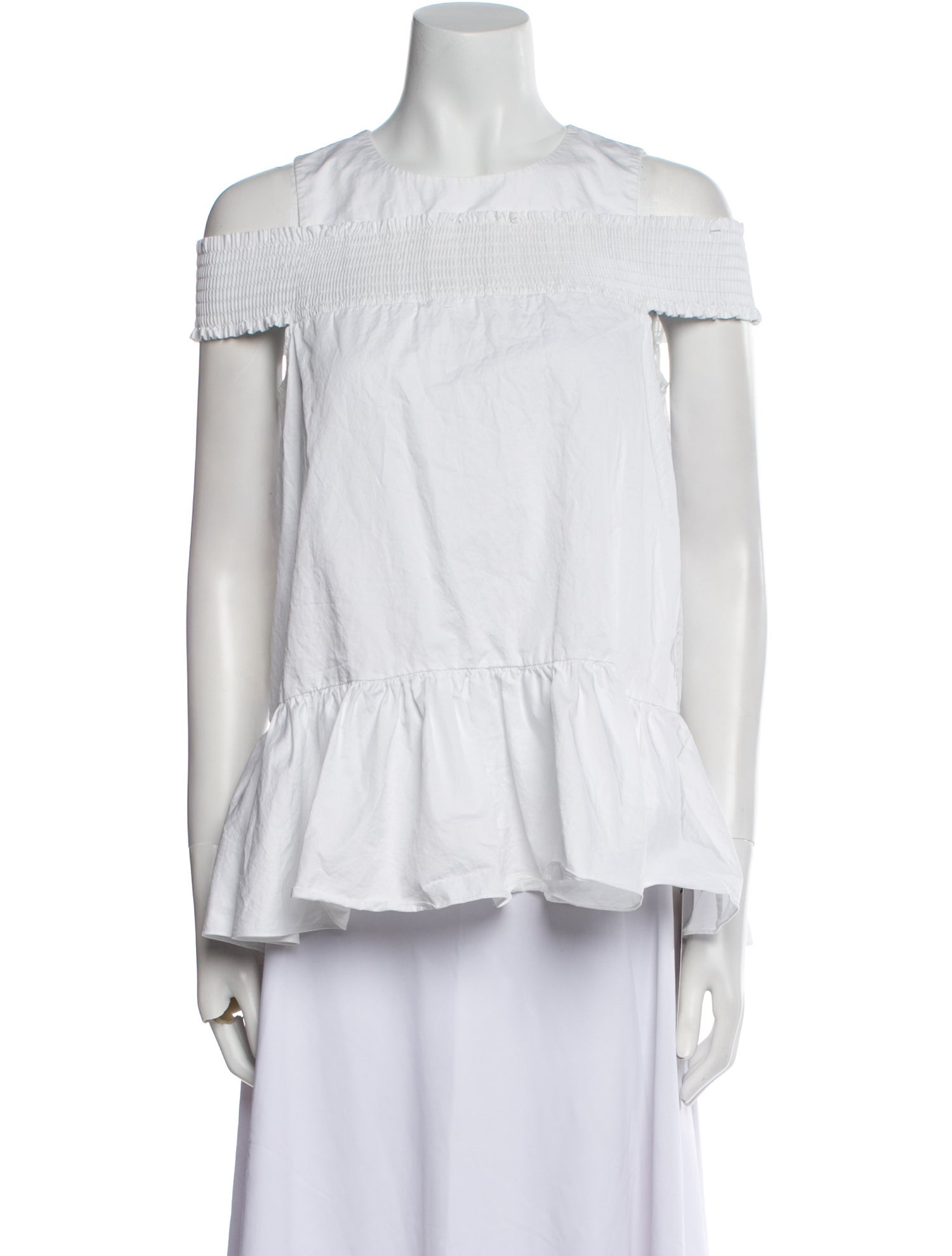 Tibi Off-The-Shoulder Short Sleeve Blouse