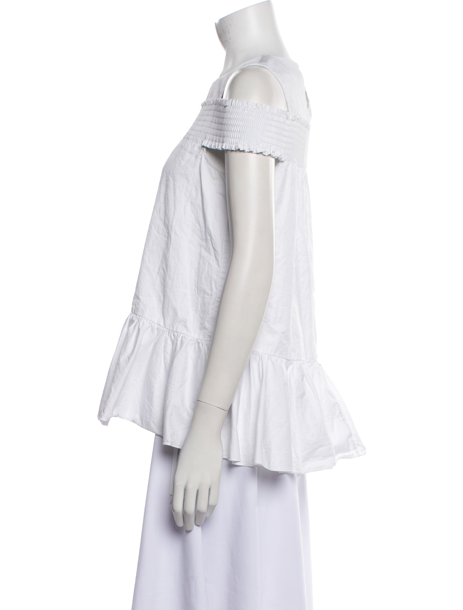 Tibi Off-The-Shoulder Short Sleeve Blouse