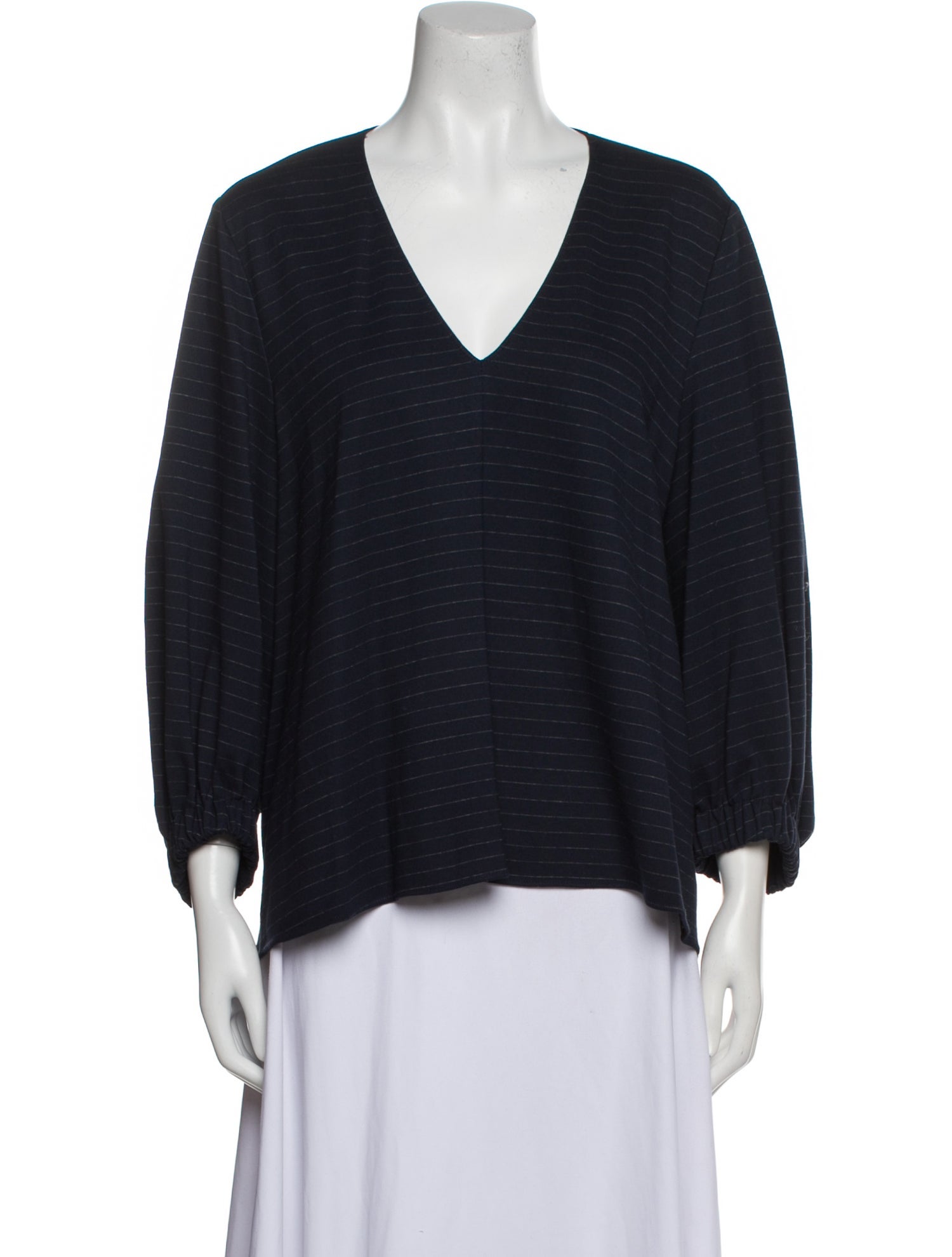 Tibi Striped V-Neck Blouse
