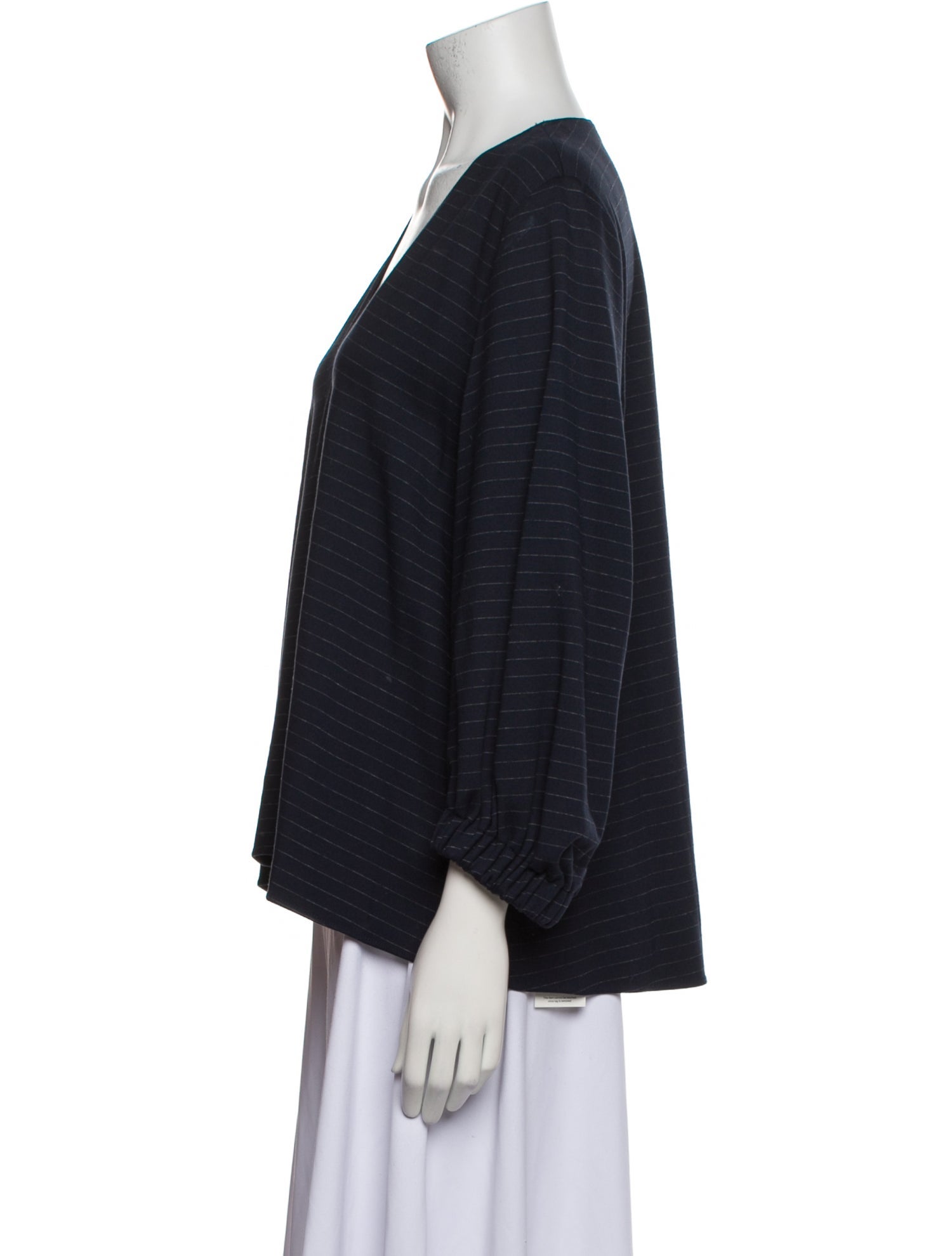 Tibi Striped V-Neck Blouse