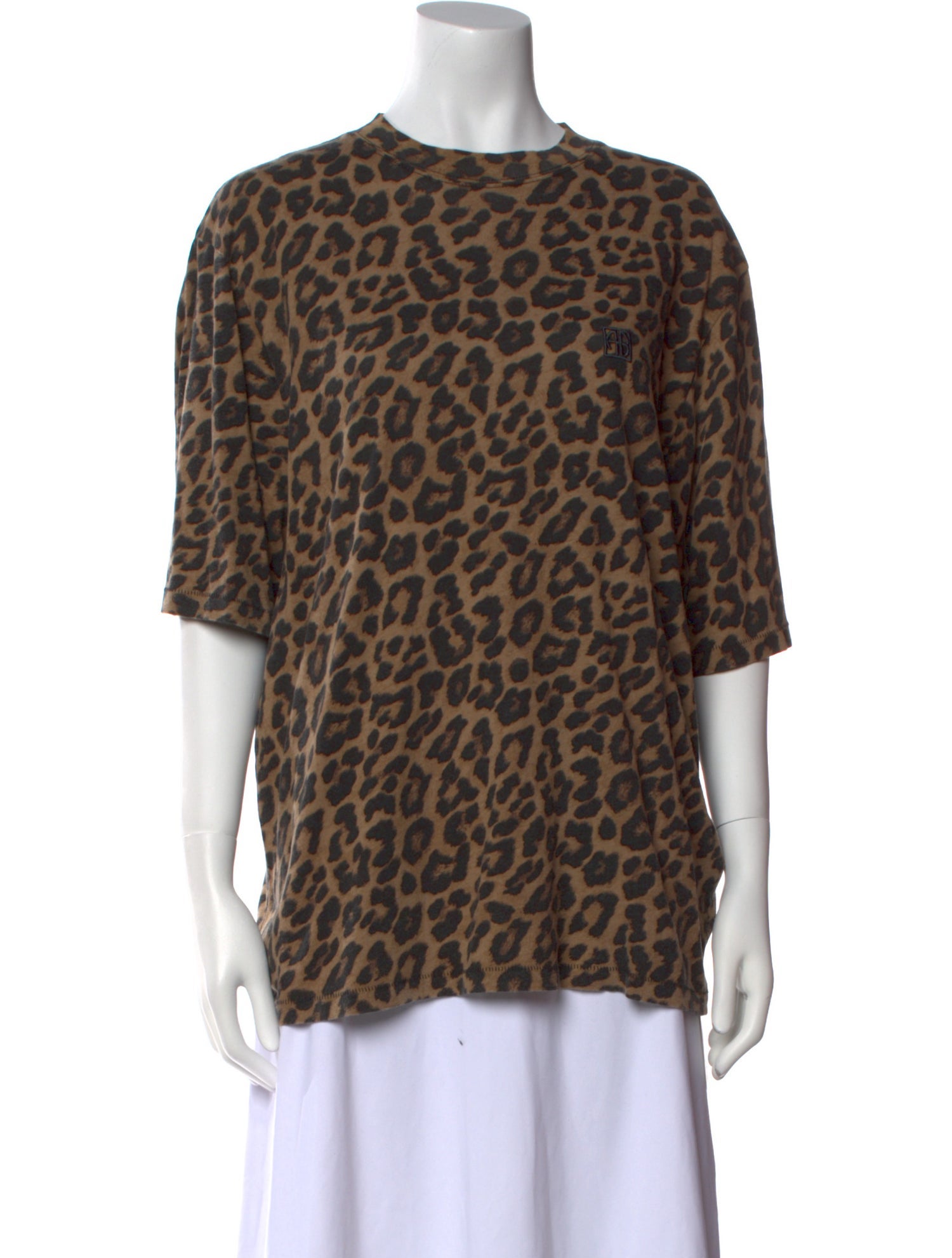 Tibi Animal Print Crew Neck T-Shirt