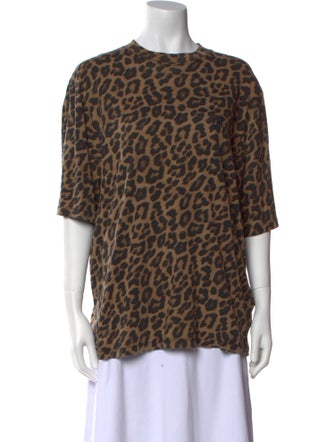 Tibi Animal Print Crew Neck T-Shirt