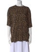 Tibi Animal Print Crew Neck T-Shirt