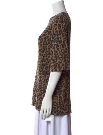 Tibi Animal Print Crew Neck T-Shirt
