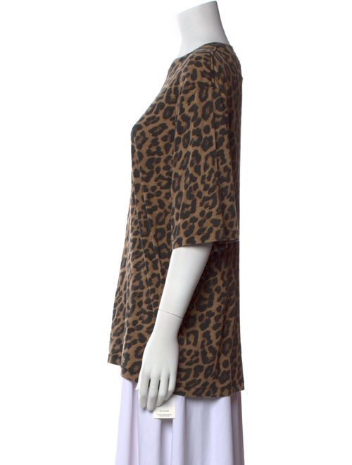 Tibi Animal Print Crew Neck T-Shirt