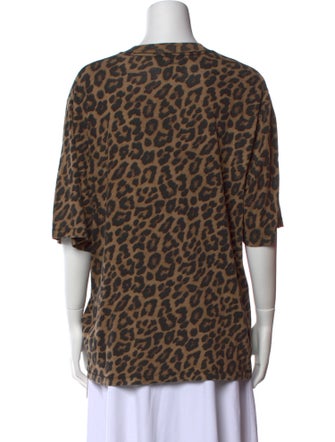 Tibi Animal Print Crew Neck T-Shirt