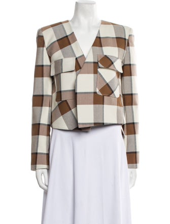 Tibi Plaid Print Blazer