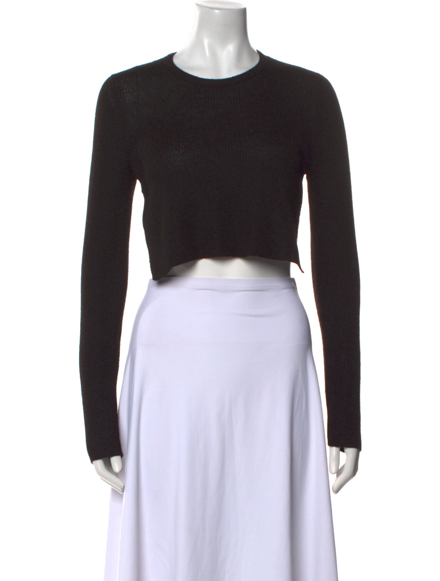 Tibi Alpaca Crew Neck Crop Top
