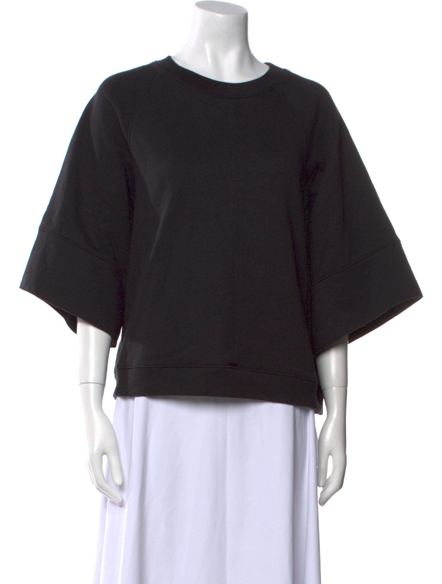 Tibi Crew Neck Three-Quarter Sleeve Sweatshirt