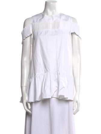 Tibi Crew Neck Short Sleeve Top