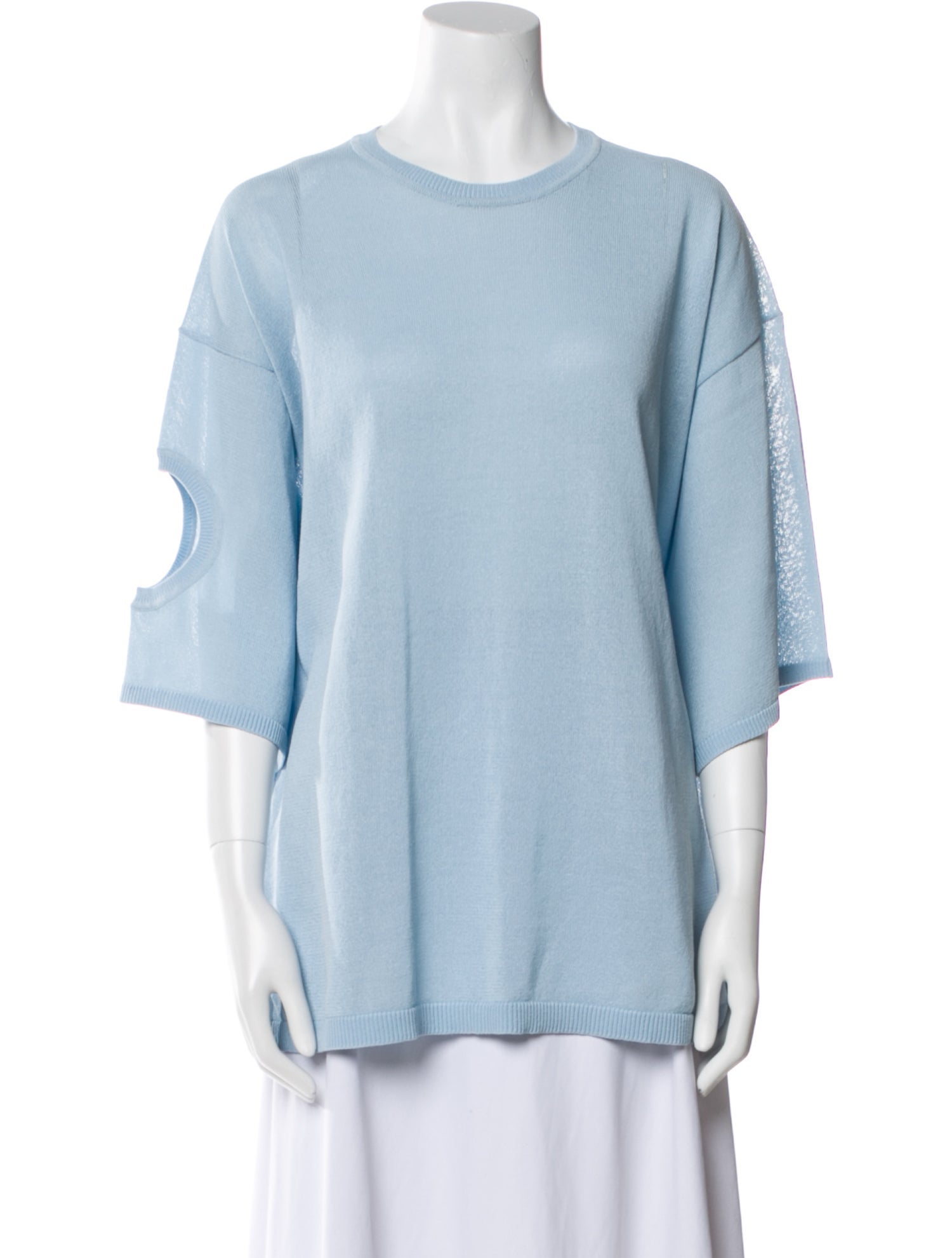 Tibi Crew Neck Three-Quarter Sleeve Sweatshirt