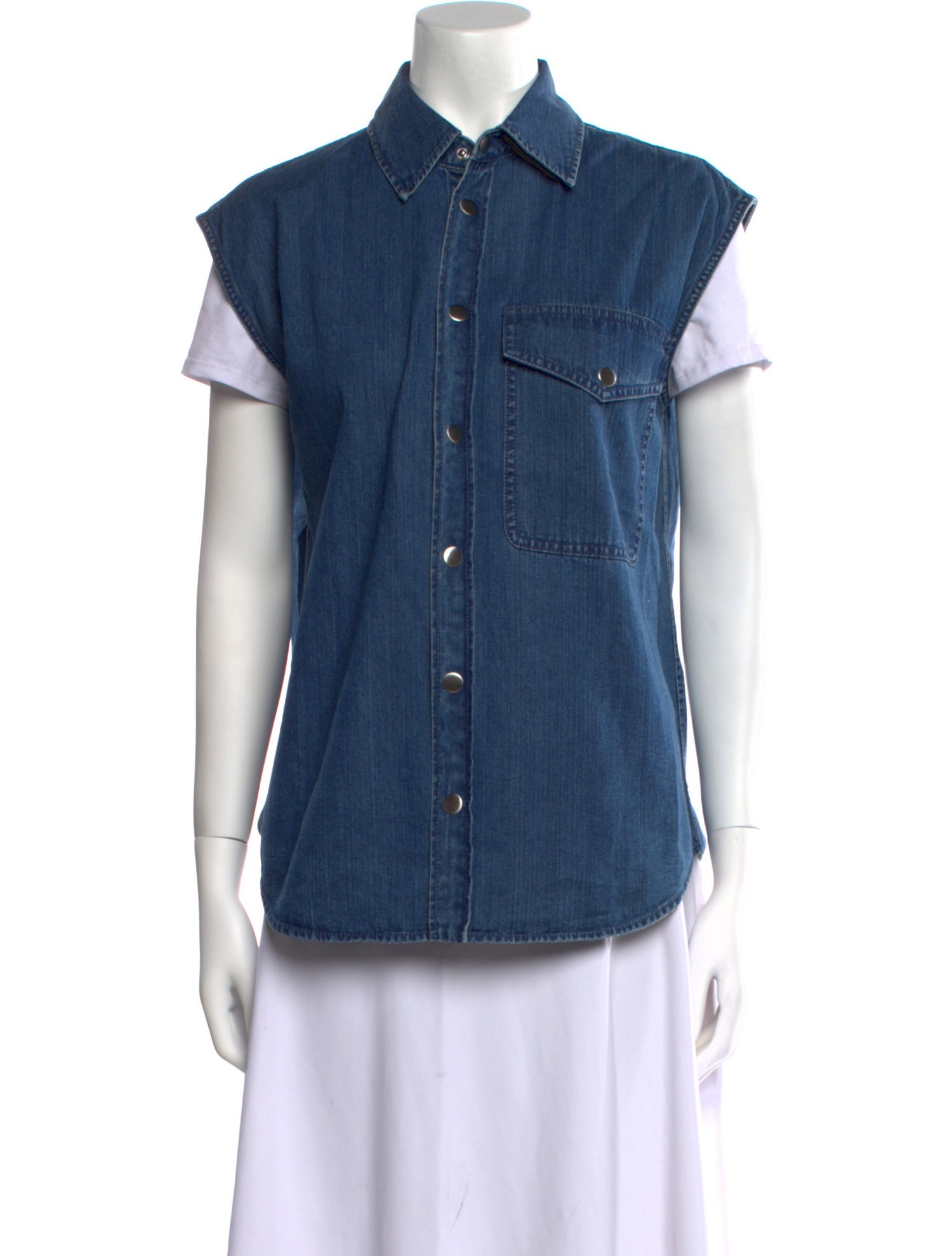 Tibi Short Sleeve Button-Up Top